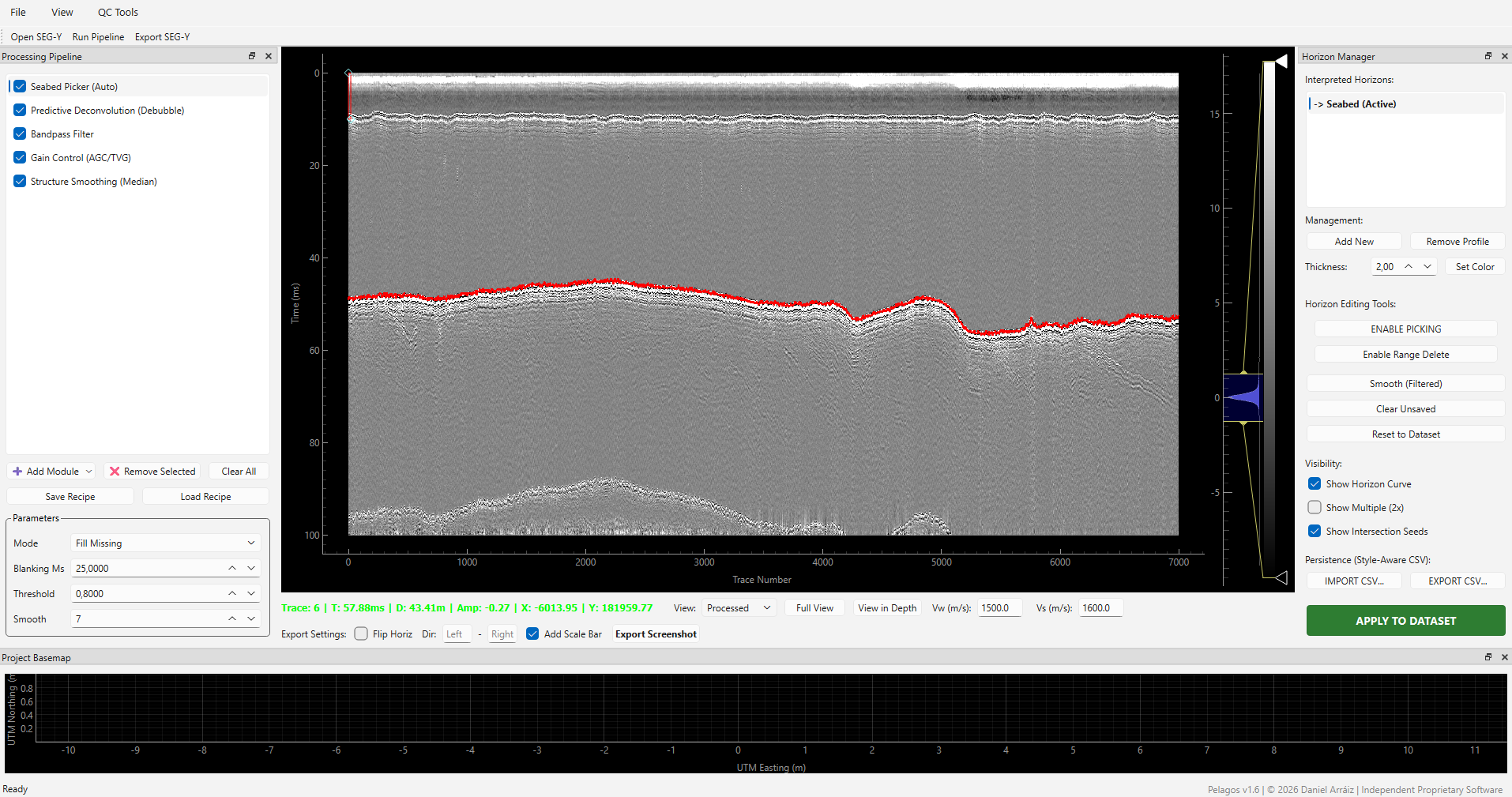 Pelagos seismic signal processing view